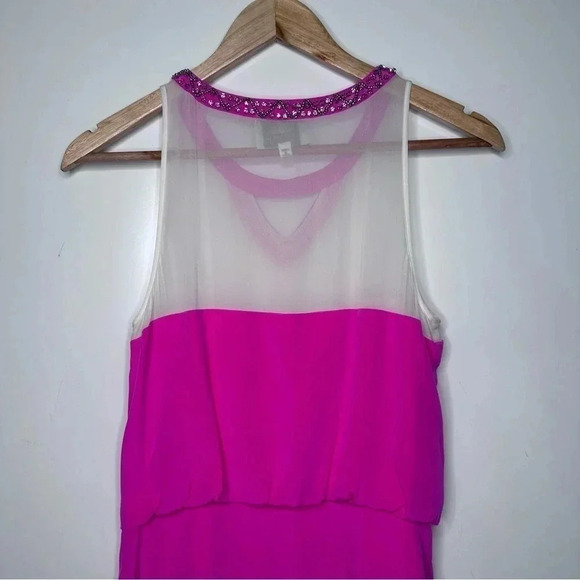 Madison Marcus NEW Neiman Marcus Hot Pink Silk Rhinestone Mini Blouson Dress XS - Picture 7 of 8